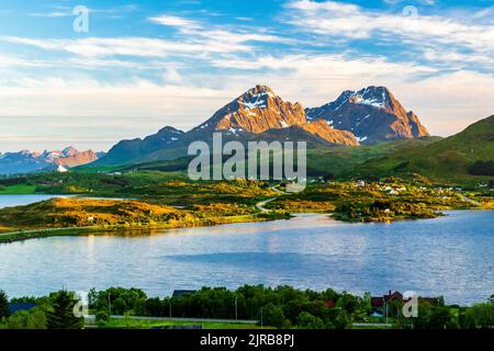 Norwegen, Nordland, Küste der Insel Vestvagoya Stockfoto