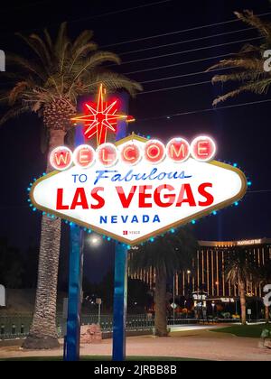 Ein Zeichen für „Willkommen im fabelhaften Las Vegas, Nevada“ auf dem südlichen Las Vegas Strip Stockfoto