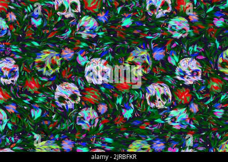 Bunte Palette in einem modernen abstrakten digitalen impressionistischen Muster für Day of the Dead oder Dia de los muertos Hintergründe, Hintergrund und Tapete. Stock Vektor