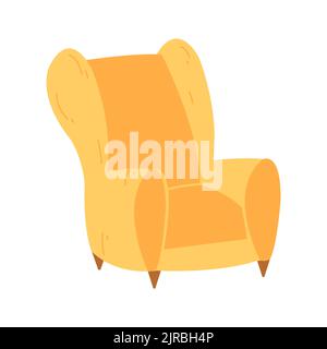 Sessel im handgezeichneten Cartoon-Flat-Stil. Vektor-Illustration von Möbeln, Wohnung Interieur, gemütliches Zuhause Stock Vektor