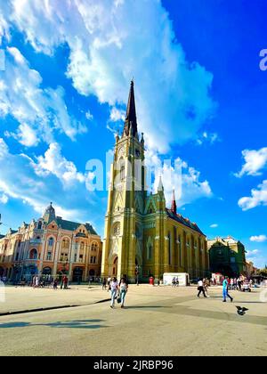 Die Kathedrale auf dem Hauptplatz von Novi Sad, Serbien Stockfoto