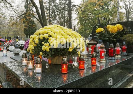 Rakowicki Friedhof, einer der bekanntesten Friedhöfe Polens, im Zentrum von Krakau, Polen. Stockfoto