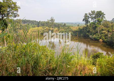 Das Lake Nkuruba Nature Reserve wurde 1991 gegründet, um den uralten Waldlebensraum, der den vulkanischen Krater umgibt, zu schützen Stockfoto