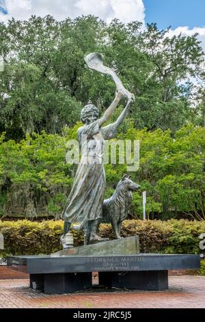 Das winkende Mädchen Florence Martus und die Hundestatue in Savannah, Georgia, USA Stockfoto