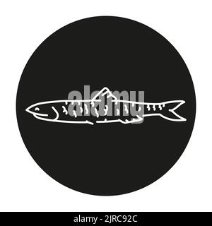 Anchovy Farbe Linie Illustration. Meeresfische. Stock Vektor