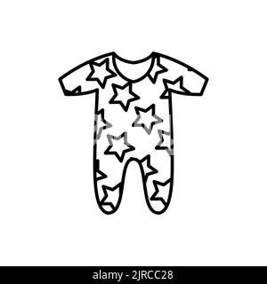 Einfaches Baby Schlafanzug Umriss Vektor-Symbol. EPS 10... Kinder Mode flache Kleidung.... Neugeborene tragen Einfache Babykleidung. Strampler Kinder Vorderseite.. Stockfoto