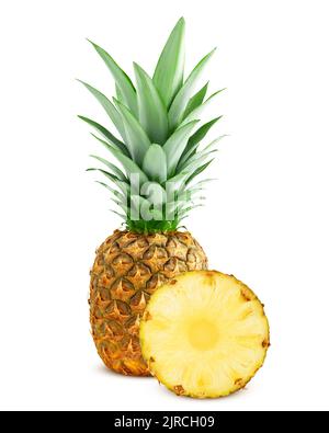 Ananas isoliert auf weißem Hintergrund, Beschneidungspfade, volle Tiefenschärfe Stockfoto