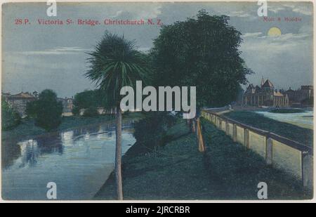 Victoria Street Bridge, Christchurch, Neuseeland, 1905, Christchurch, Von Muir & Moodie. Stockfoto