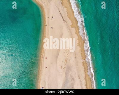 Cape possidi Beach wurde von einer Drohne in calkidiki, griechenland, erschossen Stockfoto