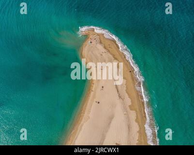 Cape possidi Beach wurde von einer Drohne in calkidiki, griechenland, erschossen Stockfoto