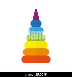Kinder Bildung Spielzeug Pyramide Vorschule flach. Spielzeug entwickeln feinmotorische Fähigkeiten lehrt lesen zählen zu falten lernen Figur Freude Vorschule Bildung Logo Spielzeug Shop Website Unterhaltung Kind Hobby Schule Stock Vektor