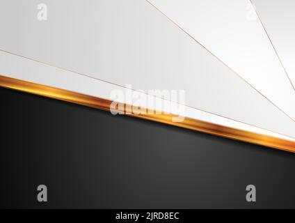 Kontrastierender weißer und schwarzer Hintergrund mit goldenem Streifen. Corporate Vektor Art Design Stock Vektor
