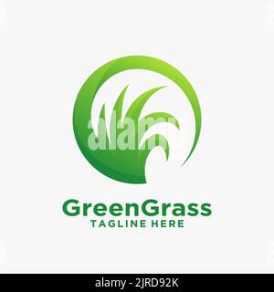 Grünes Gras-Logo-Design Stock Vektor
