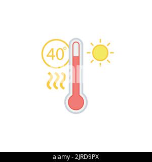 Symbol für hohe Temperaturen auf weißem Hintergrund isoliert. Vektorgrafik Stock Vektor