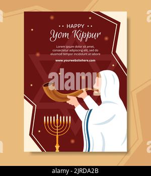 Yom Kippur Day-Fest Poster Vorlage Handgezeichnete Cartoon Flache Illustration Stock Vektor