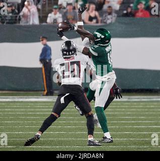 Atlanta Falcons cornerback Teez Tabor (20) runs onto the field before an  NFL football game against the Jacksonville Jaguars, Saturday, Aug. 27,  2022, in Atlanta. The Atlanta Falcons won 28-12. (AP Photo/Danny