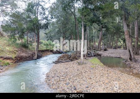 Abercrombie River im Abercrombie River Nationalpark, New South Wales, Australien an einem Wintertag Stockfoto