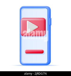3D Wiedergabetaste auf dem Smartphone-Bildschirm Stock Vektor