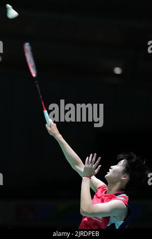 Tokio, Japan. 24. August 2022. Chen Yufei aus China tritt beim zweiten Frauenspiel gegen Soniia Cheah aus Malaysia bei der BWF-Weltmeisterschaft 2022 in Tokio, Japan, am 24. August 2022 an. Quelle: Zhang Xiaoyu/Xinhua/Alamy Live News Stockfoto