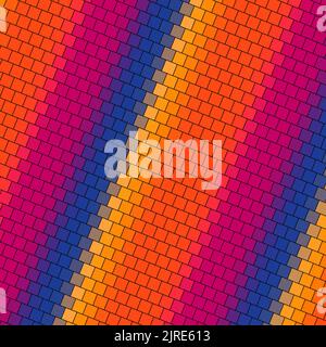 Abstrakt quadratisch bunte Palette Backstein Wand Textur Hintergrund mit geometrischen dekorative Illustration von Offset Quads Raster Muster Hintergrund Design Stockfoto