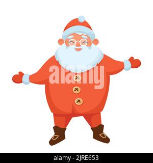 Santa Claus in Red Hugs Happy Smiling Stock Vektor