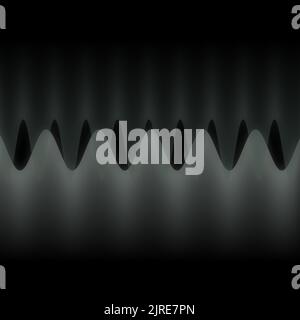 Illustration mehrerer Wellen, die durch viele kleine digitale vertikale Linien oszillieren oder überlappen abstraktes dekoratives modernes Design auf schwarzem Hintergrund Stockfoto