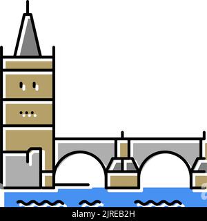 charles Bridge Farbe Symbol Vektor Illustration Stock Vektor