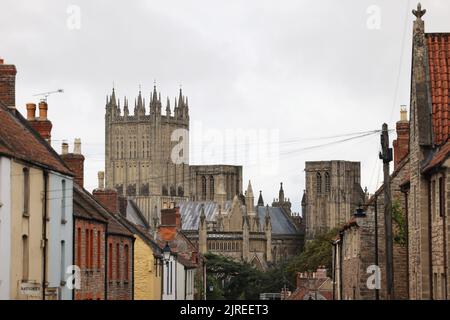 Wells Cathedral and the City of Wells, Somerset, England Großbritannien Bild von Antony Thompson - Thousand Word Media, NO SALES, NO SYNDICATION. Kontakt für m Stockfoto