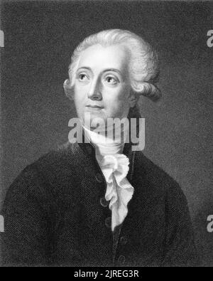 Antoine Lavoisier (1743-1794) nach einem Stich aus dem 1800s. Der Vater der modernen Chemie. Gestochen von C.E.Wagstaff Stockfoto