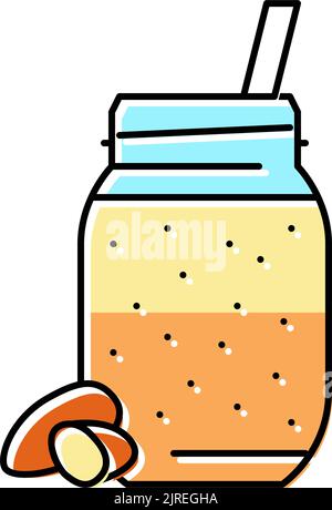 Mandelmilch Smoothie Fruchtsaft Lebensmittel Farbe Symbol Vektor Illustration Stock Vektor