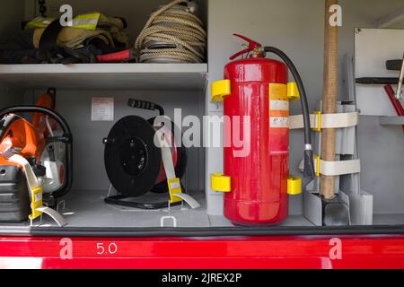 Ausrüstung eines Löschtankers Stockfoto