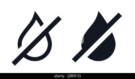 Kein Wasser und keine Flüssigkeit Zeichen Tropfen durchgestrichen Vektor-Symbol Stock Vektor