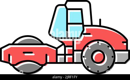 Dampfwalze Bau Auto Fahrzeug Farbe Symbol Vektor Illustration Stock Vektor