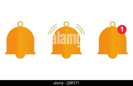 Glockensymbole. Klingelsymbol für Nachrichtenbenachrichtigung auf weißem Hintergrund. Stock Vektor