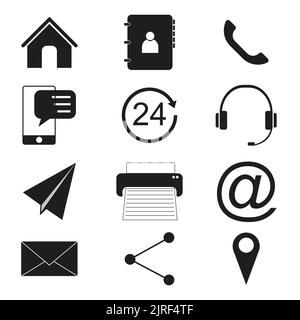 Kontaktsymbole eingestellt. Einfache flache Symbole für Web und mobile App. Vektorgrafik. EPS 10. Stock Vektor