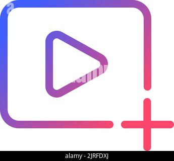 Fügen Sie Video-Datei Pixel Perfect Gradient lineare ui-Symbol Stock Vektor