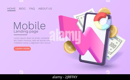 Mobiler Finanzdienst, Smartphone-Grafik, Technologie-mobiles Display. Vektorgrafik Stock Vektor