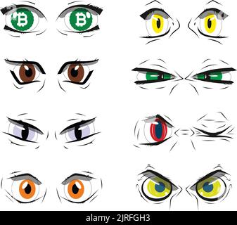 Cartoon schöne Augen Vektor-Set. Augen mit verschiedenen Charakteren Stock Vektor
