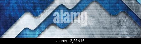 Abstract Blue Tech Corporate Grunge Header Banner Design. Geometrischer Vektorhintergrund Stock Vektor