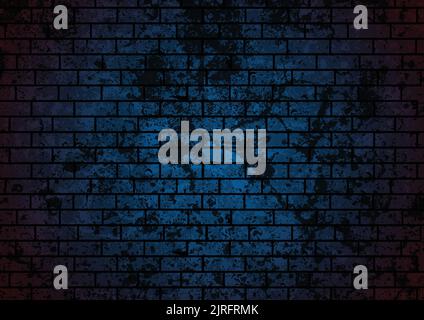Dunkelblauer Grunge Backsteinwand Hintergrund. Vektordesign Stock Vektor