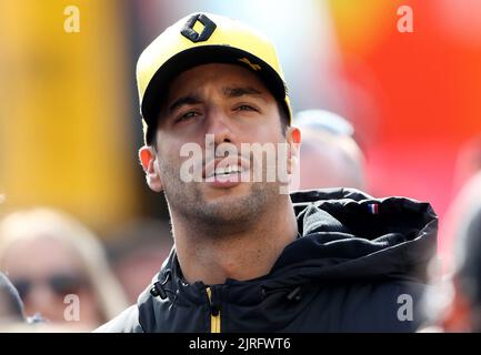 Aktenfoto vom 19-02-2019 von Renault's Daniel Ricciardo. Daniel Ricciardo wird McLaren am Ende der Saison verlassen, nachdem sein Vertrag mit dem britischen Team vorzeitig beendet wurde. Ausgabedatum: Mittwoch, 24. August 2022. Stockfoto