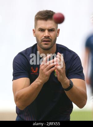 Südafrikas Aiden Markram während einer Nets-Sitzung im Emirates Old Trafford, Manchester. Bilddatum: Mittwoch, 24. August 2022. Stockfoto
