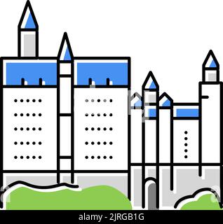 neuschwanstein Schloss Farbe Symbol Vektor Illustration Stock Vektor