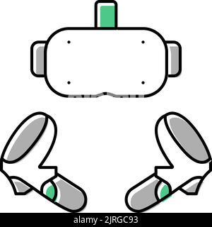 vektorgrafik mit symbolen für vr-Headsets in Farbe Stock Vektor