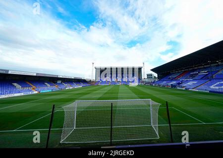 Birkenhead, Großbritannien. 24. August 2022. Allgemeine Ansicht des Prenton Park Stadions vor dem Spiel in Birkenhead, Vereinigtes Königreich am 8/24/2022. (Foto von Steve Flynn/News Images/Sipa USA) Quelle: SIPA USA/Alamy Live News Stockfoto