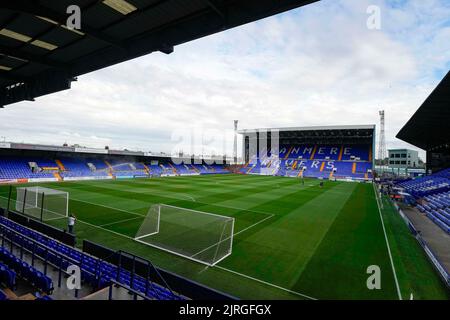 Birkenhead, Großbritannien. 24. August 2022. Allgemeine Ansicht des Prenton Park Stadions vor dem Spiel in Birkenhead, Vereinigtes Königreich am 8/24/2022. (Foto von Steve Flynn/News Images/Sipa USA) Quelle: SIPA USA/Alamy Live News Stockfoto