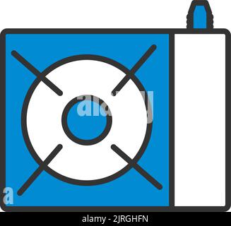 Ikone Des Camping Gasbrenner-Ofens. Editierbare Fettformatier Umriss Mit Farbfülldesign. Vektorgrafik. Stock Vektor