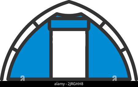 Ikone Des Touristischen Zeltes. Editierbare Fettformatier Umriss Mit Farbfülldesign. Vektorgrafik. Stock Vektor