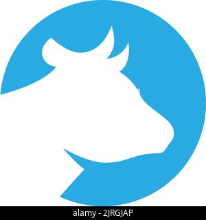 Silhouette mit Bullkopf. Kuhsymbol. Rinderkopf-Silhouette. Farmtier-Symbol auf weißem Hintergrund isoliert. Stock Vektor
