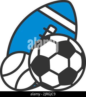 Symbol „Sportbälle“. Editierbare Fettformatier Umriss Mit Farbfülldesign. Vektorgrafik. Stock Vektor